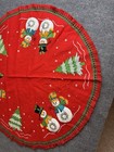 Vtg Bucilla Christmas Tree Skirt Snowmen Hand Stitch Bead Sequin Felt  42  Finis