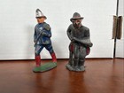 Lot Of 5 Vintage Plastic And Lead Firefighter Figure Toys Barclay 