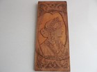 Wooden Pyrography Flemish Art Lady With Crown Antique Display Piece 16-inch