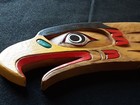 Northwest Coast Design  Eagle Head Effigy Carved Wooden Plaque   Eug-0725 08919