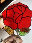 7    Stained Glass Window Red Rose Hanging Panel Suncatcher Free Shipping  l13 