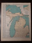 Vintage 1936 Atlas Gazetteer Map Massachusetts Or Michigan Original 11inx14in