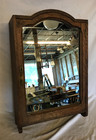 Antique Vtg  17x26 Wood Surface Mount Dome Top Oak Mirrored Cabinet Old 1353-25b