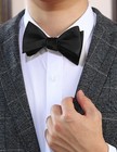 Mens Black Solid Self Bow Tie Jacquard Woven Silk Bow Ties