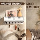 Key Holder Wall Mount With Dual Drawer Storage   6 Key Hooks - Home Organizer