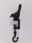 Antique Victorian Brown Cast Iron Sewing Bird Decorative Hook Clamp 