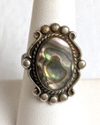 Navajo Sterling Silver Abalone Shell Ring By Bell Trading Post Sz  8 Harvey Era