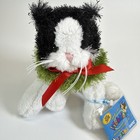 Ganz Webkinz Black And White Cat Plush New With Sealed Code With Wreath Holiday