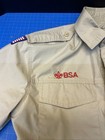 Boy Scout Of America Tan Uniform Shirt Adult Small 100  Polyester Slight Stain