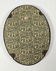 Small Antique Sacred Heart Of Jesus Print In Dark Brown Oval Metal Picture Frame