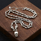 Men   s 925 Sterling Silver Skull   Bone Link Necklace Gothic Punk Biker Chain 22 