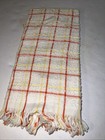 Vintage New Dish Hand Towel Plaid Orange Yellow Fringed Mcm Kitchen Fringe