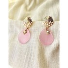 Light Pink Sea Glass Clam Shell Dangle Earrings