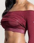 Clearance Klassy  Ribbed Off-the-shoulder Brami Top Dark Cherry Women s Small