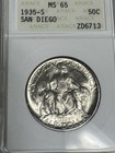 1935-s 50c San Diego Ms65 Vintage Soapbox Bright Half Dollar Commemorative 50c