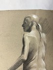 Vintage Academic Study Nude Male Pencil Charcoal Drawing - Beefcake Gay Interest