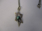 Vintage 925 Sterling Silver Chain Necklace W Judaica Star Of David W Green Stone