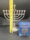 Hanukkah Menorah 9 Branch Silver Tone Star Of David Judaica W 44 Candles 9 