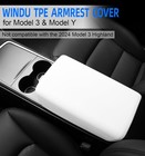 Armrest Cover  Center Console Cover 2016-2024 Tpe Armrest Protector Snap White