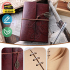Leather Writing Journal  Refillable Travelers Notebook 75 Sheets Blank Paper Vin