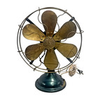 Antique 1900 s Diehl 6-brass Blade Electric Oscillating Table Fan Wavy Cage