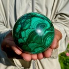 1 62lb Rare Natural Malachite Quartz Hand Carved Sphere Crystal Healing Gem Ball