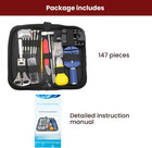 Watch Repair Kit  147 Pieces  - Professional Service Set With Carry Case     