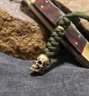 Skull Paracord Keychain Brass Skull Bead Knife Lanyard Accessory 550 Paracord