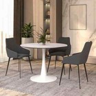 Bristol 40 In  Round White Mdf Tabletop With Marble Metal Pedestal  Seats 4