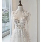 A Line Lace Appliques Wedding Dress Long Sleeves Sweetheart Boho Bridal Gown 