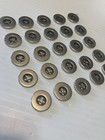 Vintage Lot Of 25 Matching Shiny Silver Metal Buttons Sewing Crafts 4 Hole 3 4   
