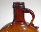 19thc Blown Glass Bottle Chestnut Flask Broken Pontil Fancy Handle