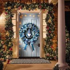 Winter Door Banner Set 35x71 Inch Gnome Christmas With Blue Striped Ribbon And P