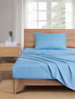 Basic Value Microfiber Bed Sheet Set  Twin  Blue  3 Piece