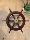 Beautiful Nautical 18 Inches Collectible Boat Ship Wheel Wooden Brass Handmade