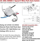 Ceiling Fan Switch Zing Ear Ze-208s E89885 3 Speed 4 Wire Pull Chain Switch F 