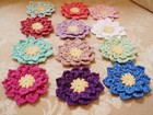New Crochet 12 Multi-colored  Approx  2 25 Inch 2 Tiered Flower Appliques