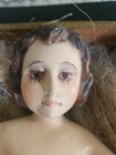 Old Antique Wooden  10    Baby Jesus In Old  Wooden Crib  Glass Eyes