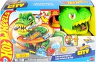 Hot Wheels Toy Car Track Set  City T-rex Blaze Battle Playset   1 64 Scale  New