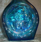 Vintage 1971 Wheaton Charles Evans Hughes Blue Carnival Glass Decanter Bottle