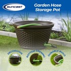Suncast 100 Foot Resin Wicker Garden Water Hose Caddy Storage Holder Pot  Java