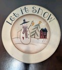 Folk Art Primitive Hand Painted Christmas Snowman Decorative Plate Country Decor