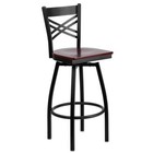 Flash Furniture Hercules 30  Swivel Metal Bar Stool In Mahogany And Black