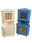 Vintage Lundby Painted Dollhouse Furniture Corner Cabinets Farmhouse