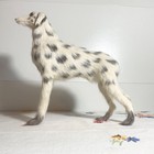 Vintage Fur Spotted Irish Wolfhound Dog Figurine Height 7 75  Inches