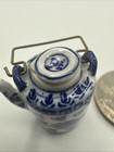 Vintage Miniature Chinese Porcelain Teapot Blue And White 7 8    Floral Dollhouse