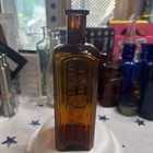 Antique Amber Square J  W  Colton s Nervine Strengthening Bitters Bottle