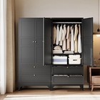  Armoire Wardrobe Closet With Drawers clothing Storage Cabinet W doors  bedroom