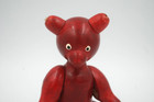 Vintage Modernist Articulated Red Wooden Bear  Italy  1950s   5 25   Maple