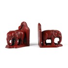 4 5 Inch Solid Cast Iron Elephant Bookends Sturdy Heavy Antique Red Shelf Decor